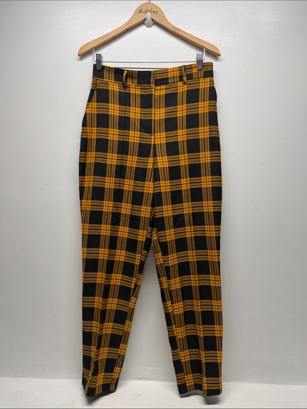ASOS Pants Trousers Pockets Lightweight Plaid Straight Leg Orange NWT New Size 8